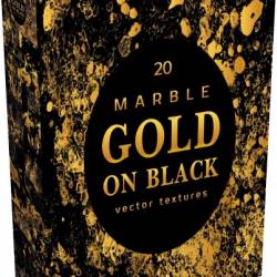 Creative Market - MARBLE GOLD ON BLACK Vector Textures