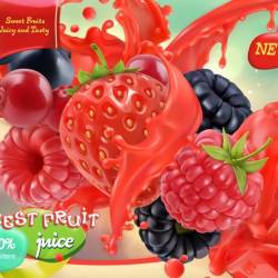 Fresh Juices And Fruits With Berries In Vector (EPS)