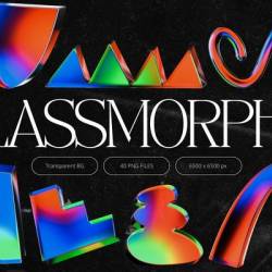 Creative Market - 3D Glowy Glassmorphic Shapes - 14499443 (PNG)