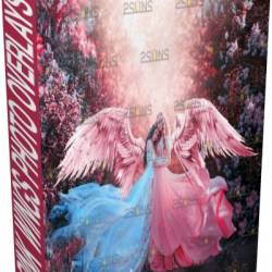 Design Bundles - Pink Angel Wing overlay / Photoshop overlay (PNG)
