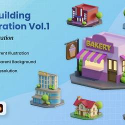 Creative Market - 3D Building Illustration Vol.1 - 7440459 (BLEND, PNG)